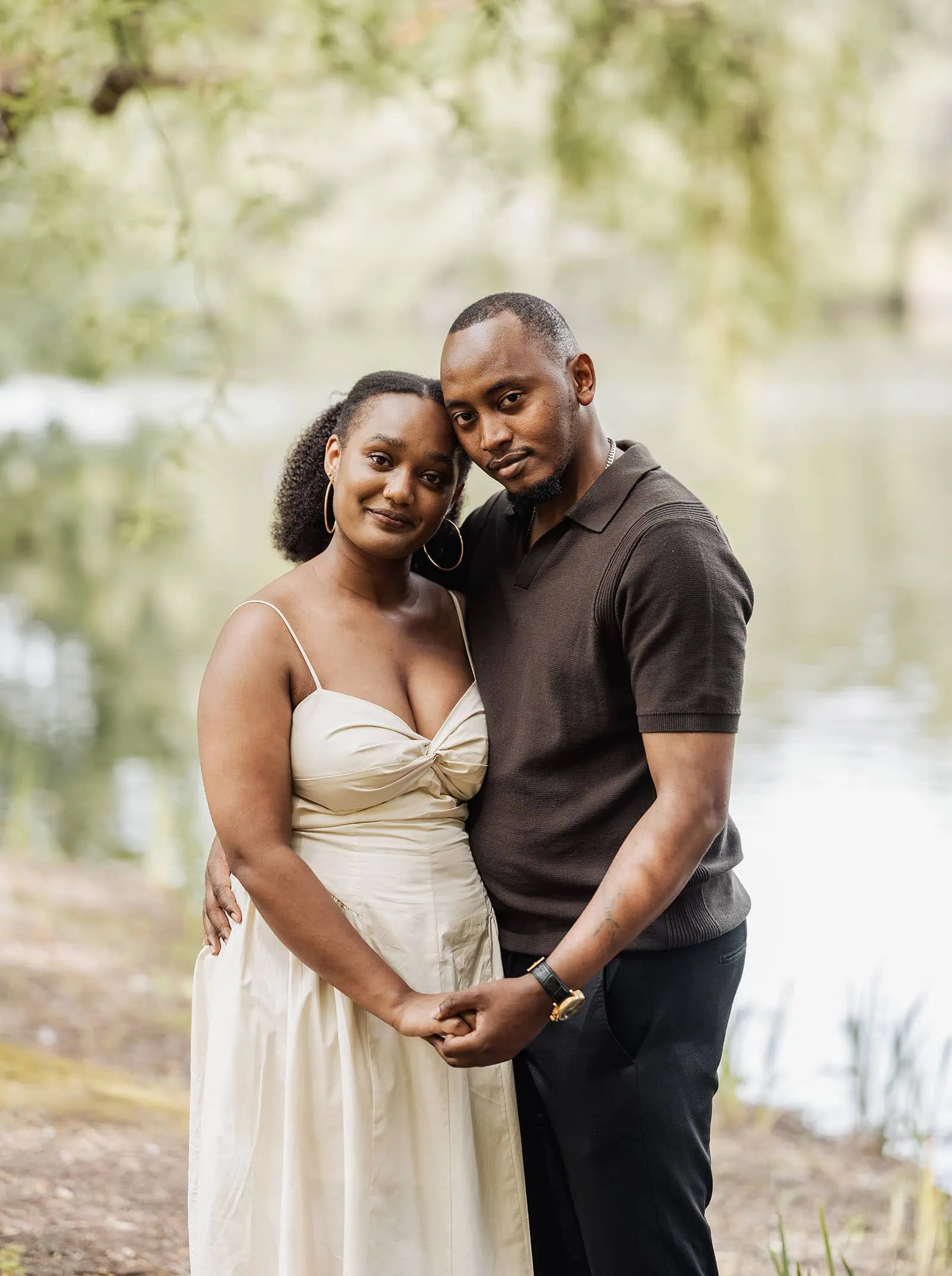 mt lofty botanic gardens couples shoot – ruth & emanuel 14 Couple peacefully embracing outdoors, showing love and tranquility in nature.