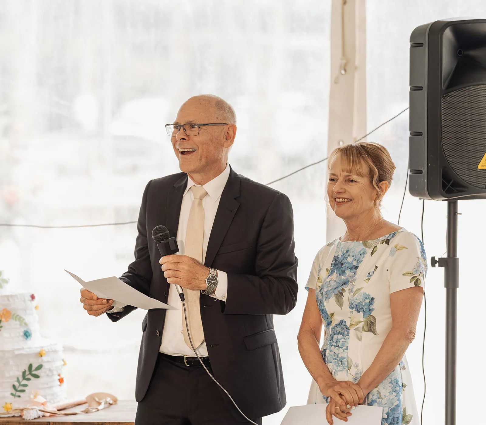 fleurieu cherries wedding - kimberley & richard 53 Formal speaker at black-tie event delivering keynote speech to audience.