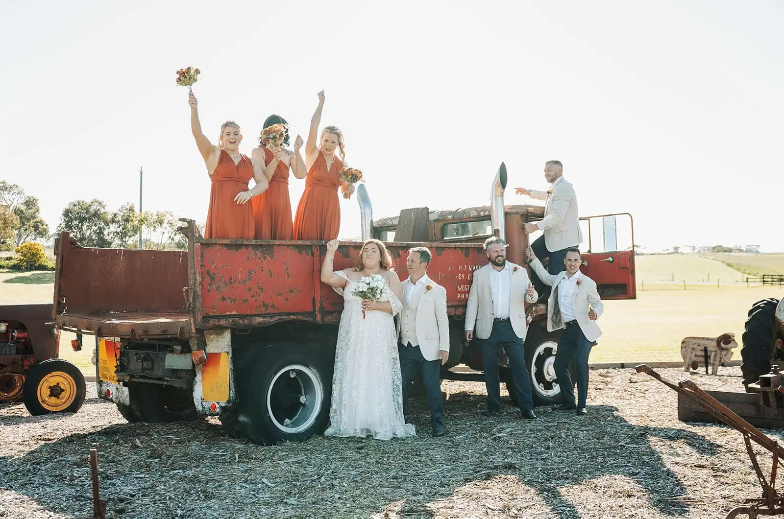 country victoria wedding in corrunnun – rachelle & anthony 350 Rustic outdoor wedding ceremony in nature with elegant decorations.