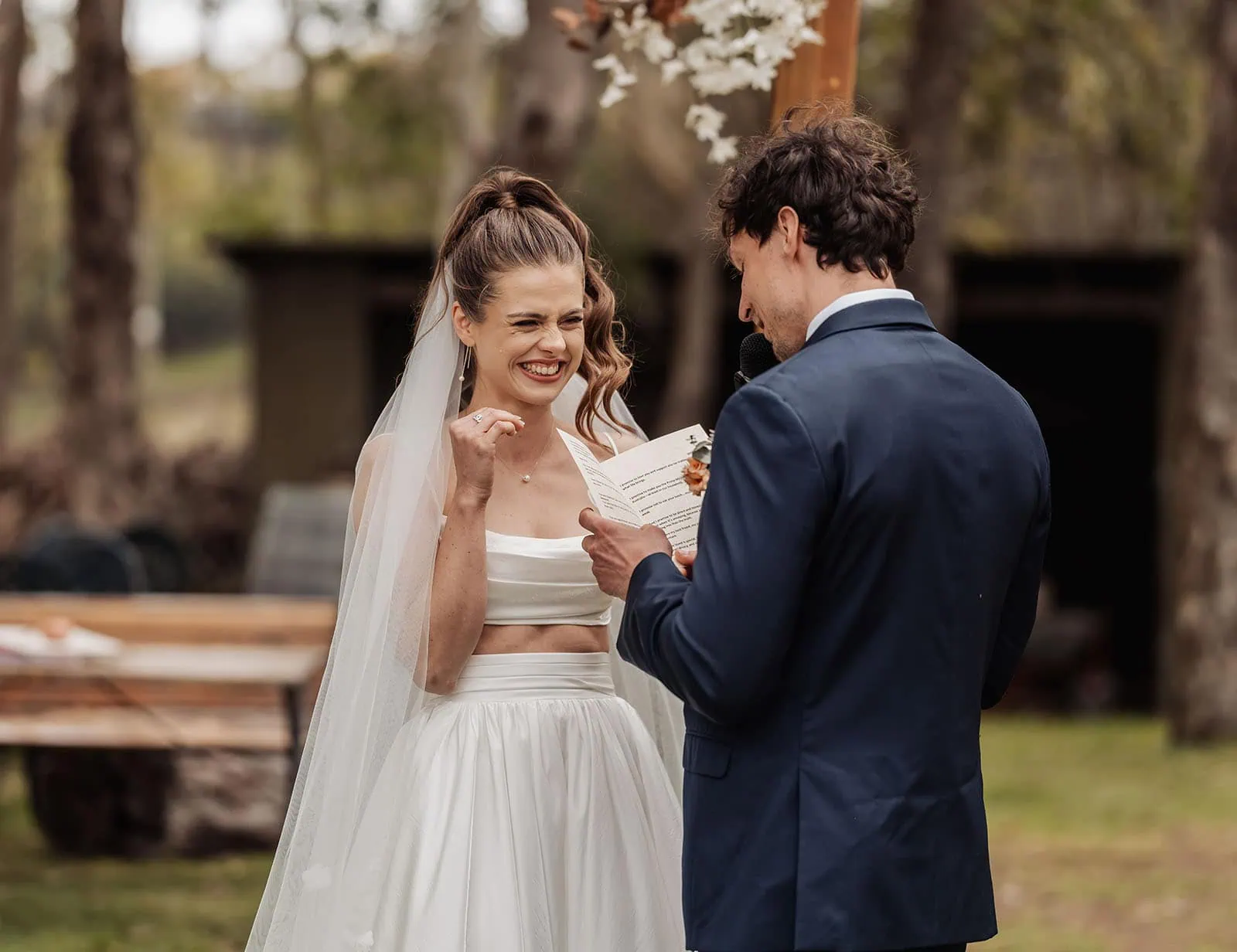 fleurieu cherries wedding - kimberley & richard 17 Outdoor wedding ceremony with elegant decorations and scenic views.