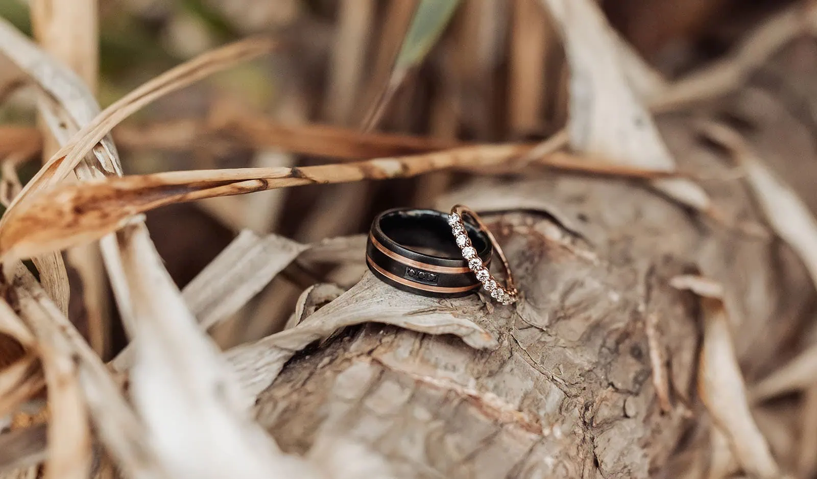 silvestris of clarendon wedding - sam & wayne 194 Rustic background with wedding rings on wood, symbolizing love and commitment.