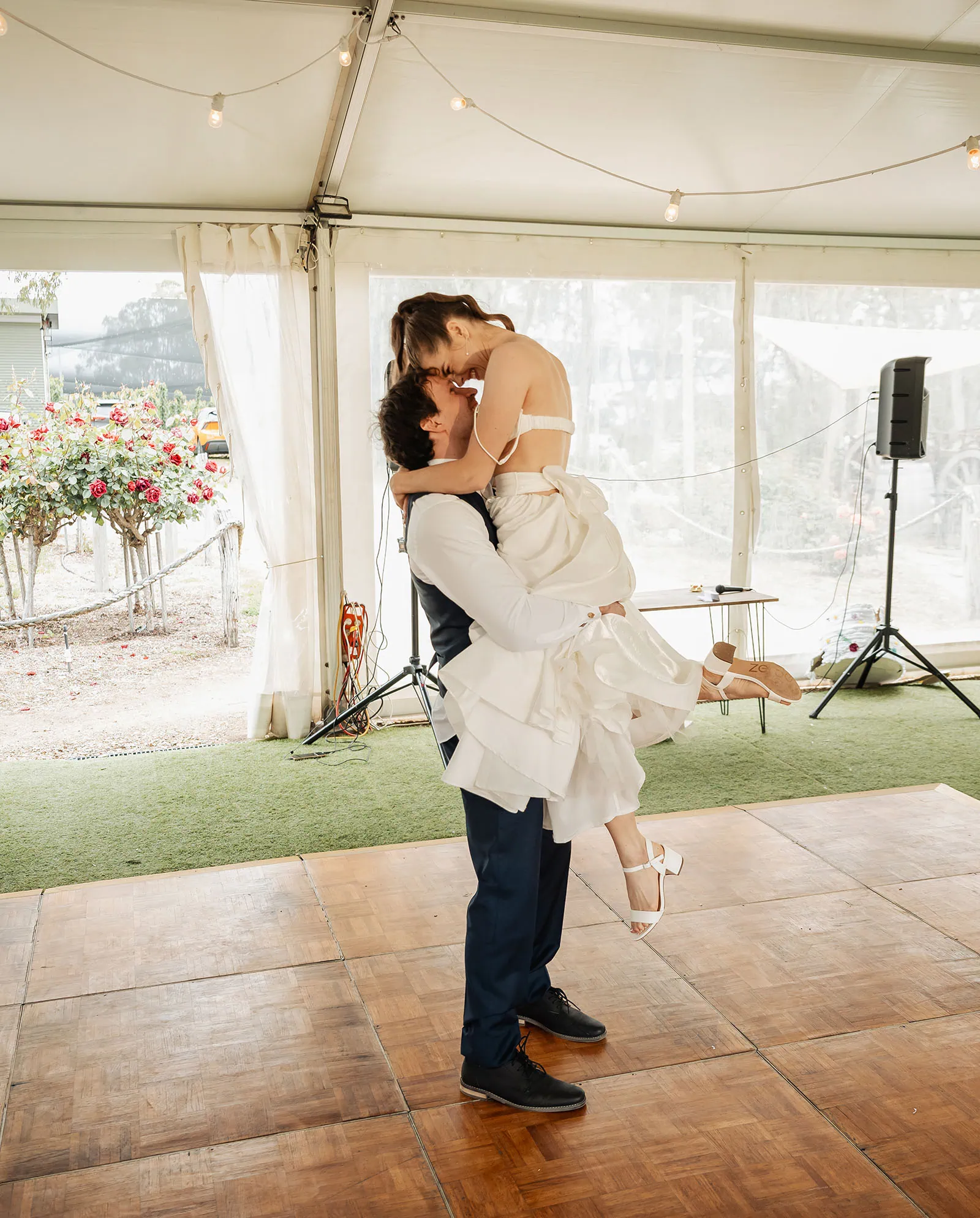 fleurieu cherries wedding - kimberley & richard 62 Bride and groom share a romantic first dance at wedding.
