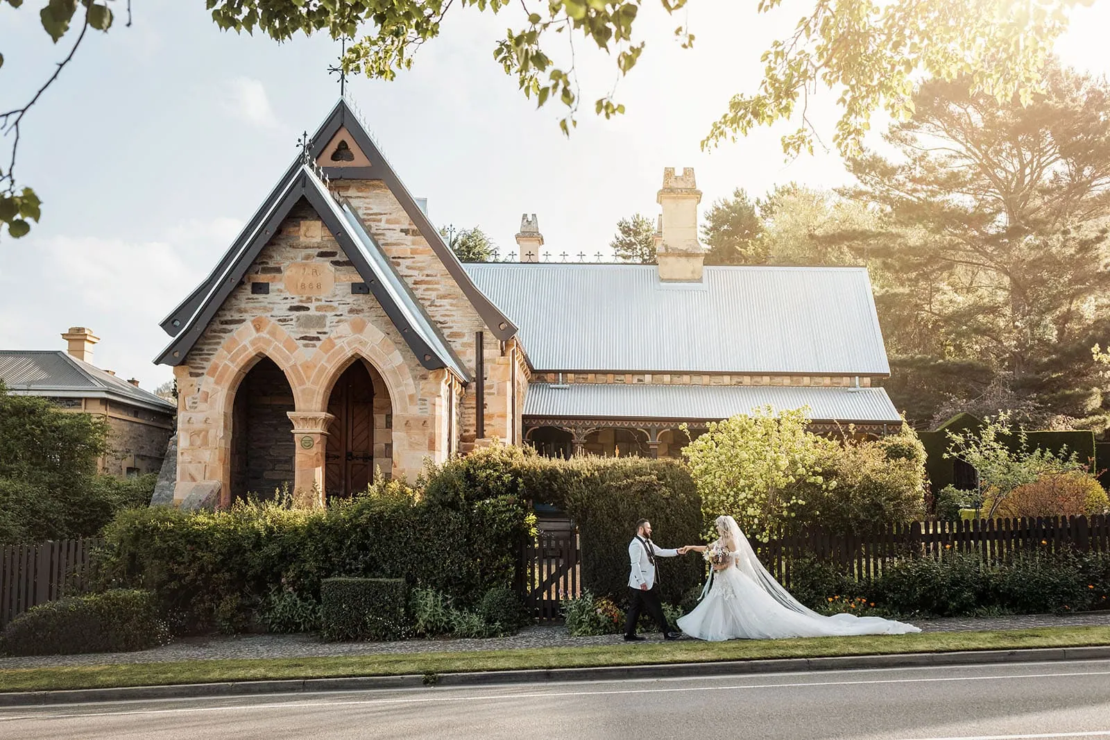 silvestris of clarendon wedding - sam & wayne 239 Elegant wedding chapel surrounded by lush greenery.