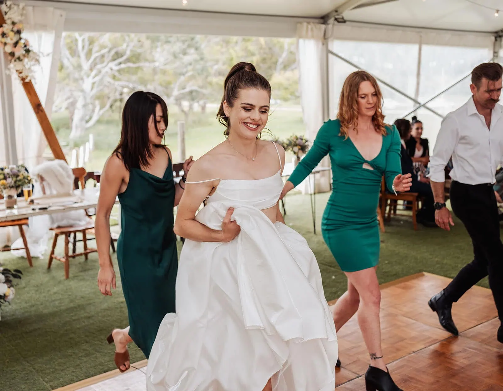 fleurieu cherries wedding - kimberley & richard 66 Bride and groom dancing joyfully at elegant wedding reception.
