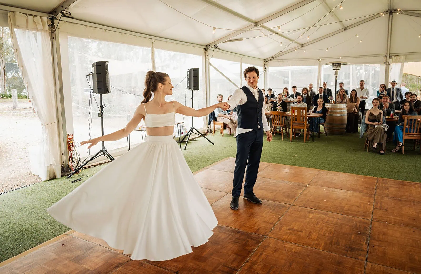 fleurieu cherries wedding - kimberley & richard 60 Elegant outdoor wedding reception with dancing under a beautifully lit tent.