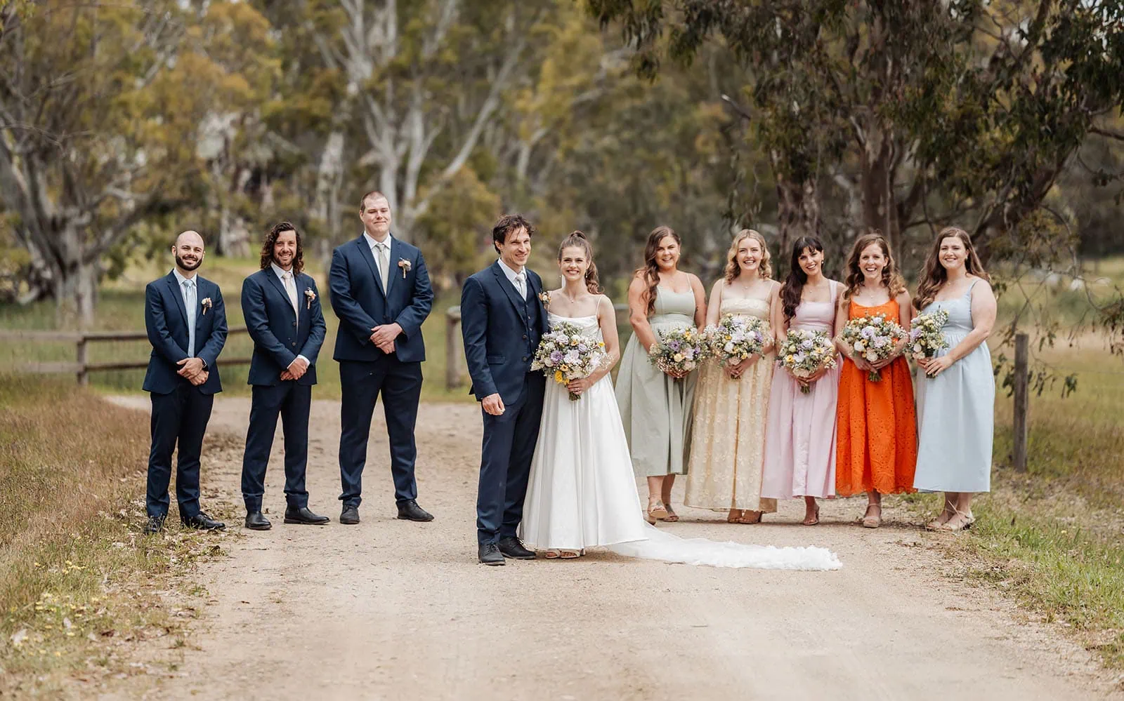 fleurieu cherries wedding - kimberley & richard 31 Outdoor wedding party celebration with guests and decorations.