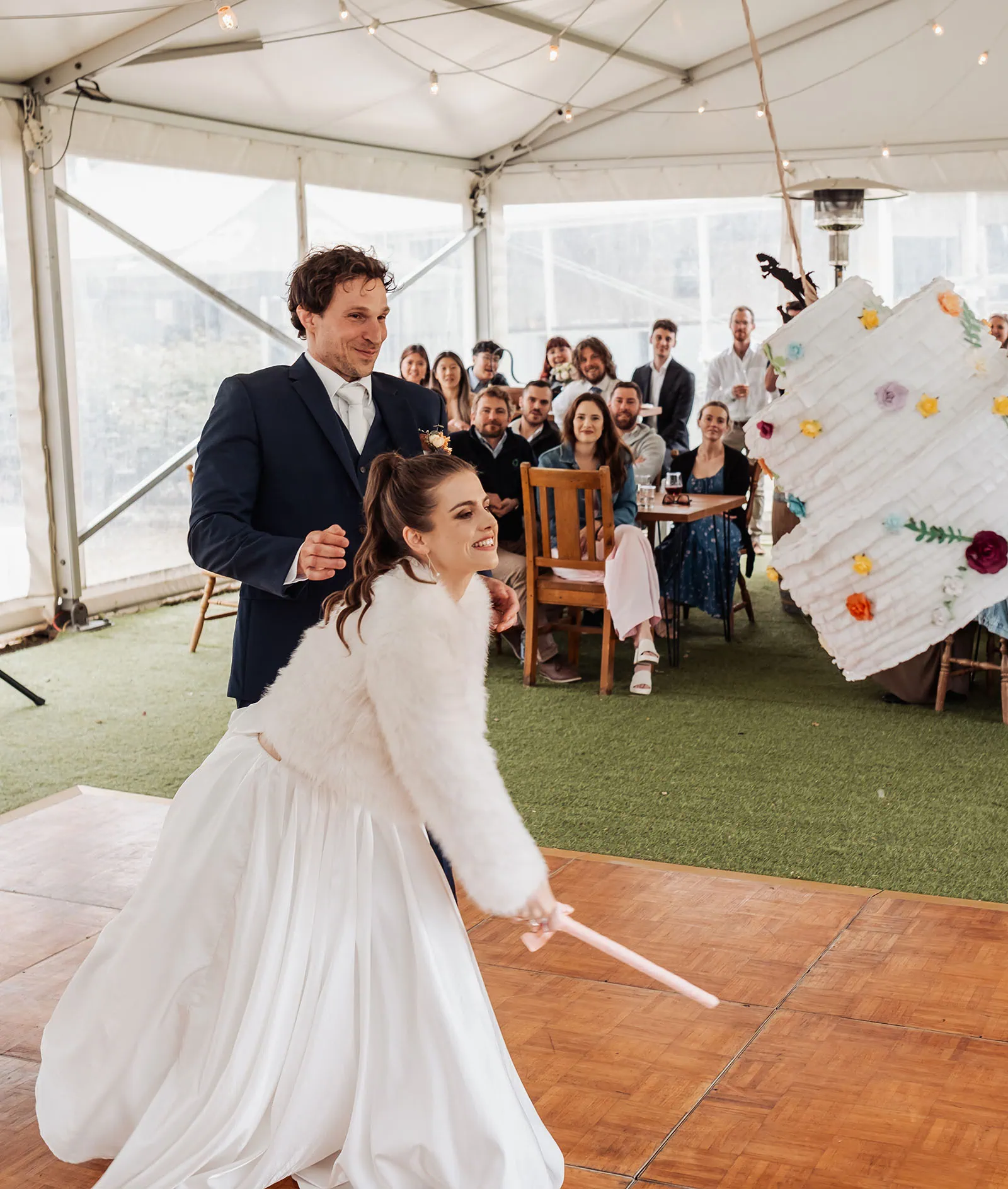 fleurieu cherries wedding - kimberley & richard 54 Unique wedding reception piñata adds fun and excitement to the celebration.