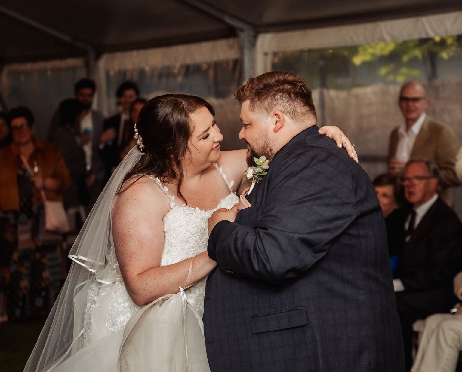 comida wedding - georgia & james 49 Bride and groom share intimate dance at elegant wedding reception.