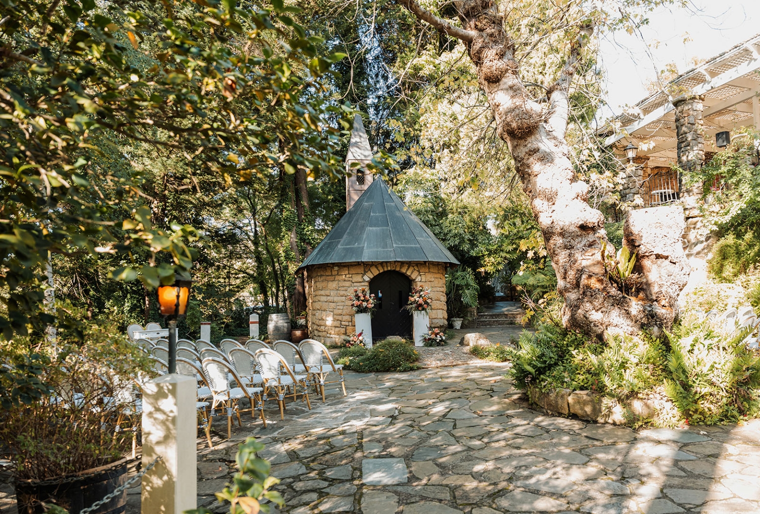adelaide hills wedding at the manor - jo & dan 15 Rustic stone chapel wedding venue with garden ceremony seating.