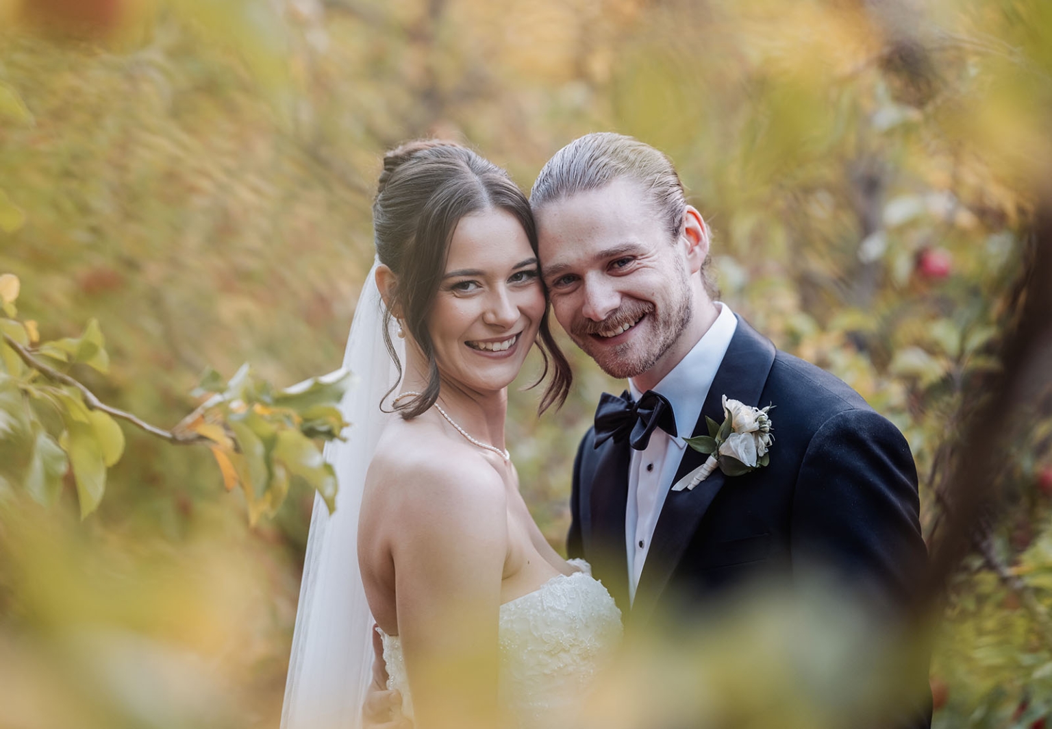 the manor wedding - crystal & mackenzie 81 Newlywed bride and groom portrait in romantic garden wedding setting.