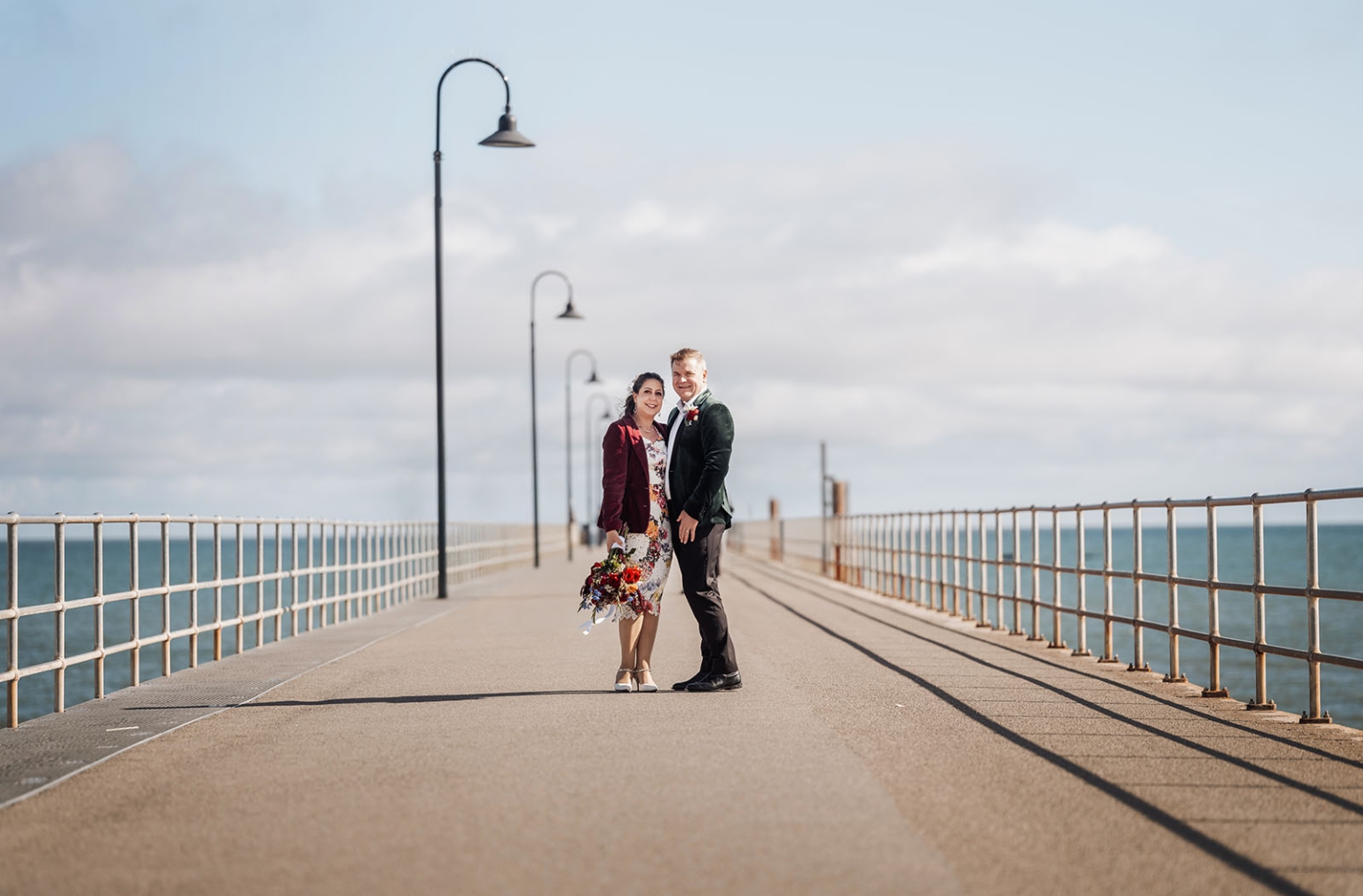 sa marriage office wedding – melissa & kyran 226 Wedding couple portrait on seaside pier with ocean view.