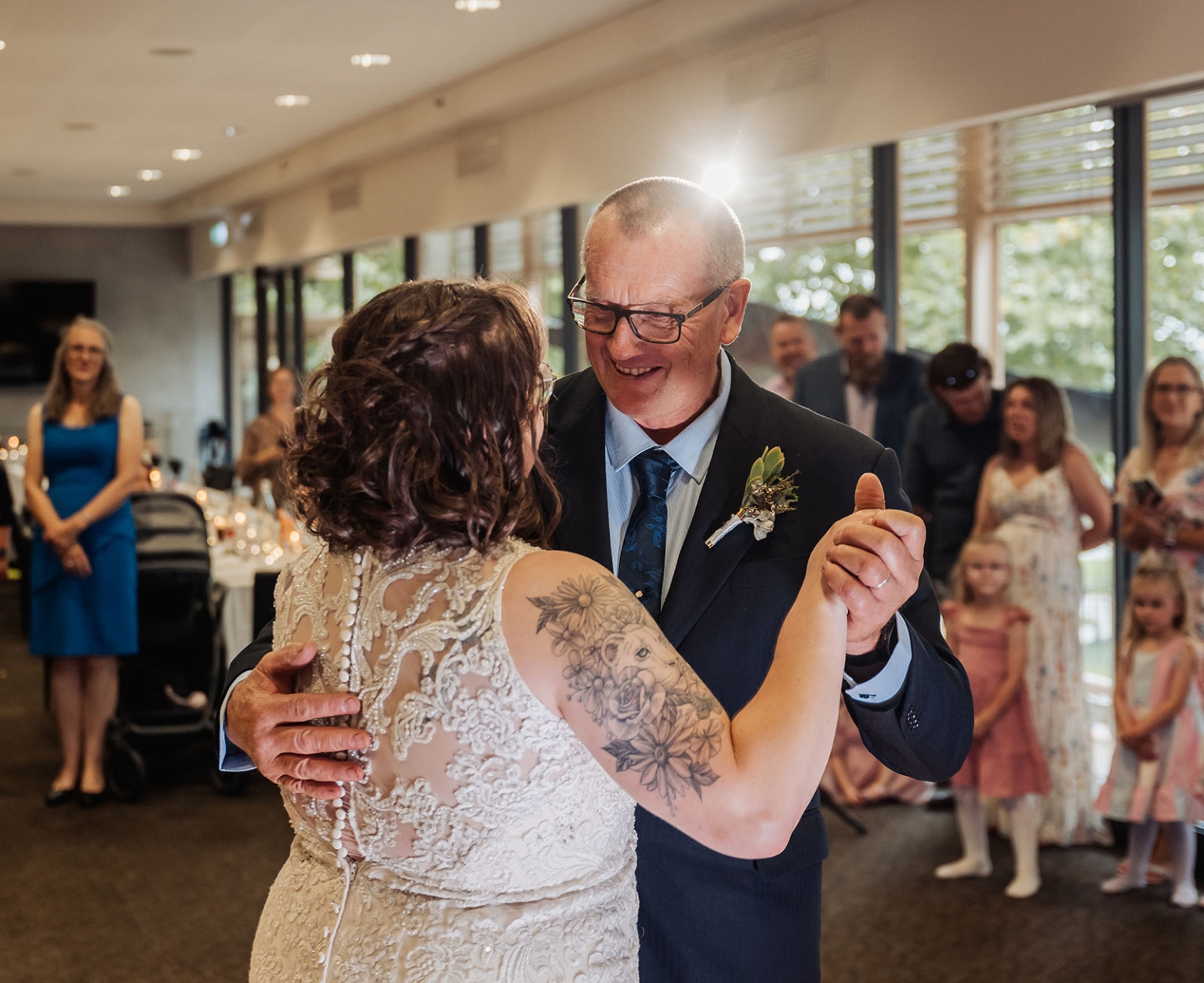 loxton's st peter's church wedding - madeline & brayden 60 Bride shares emotional father-daughter dance at wedding reception.